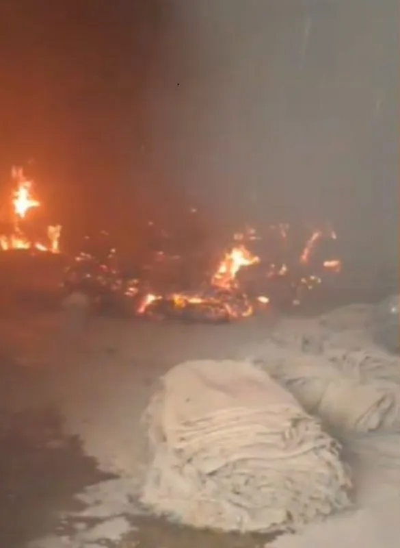 अजीबी एग्रो राइस मिल के गोदाम में लगी आग, लाखों का धान और बारदाना जलकर खाक