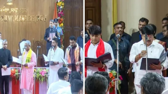 बंगाल में सीएम शुभेदु अधिकारी की कैबिनेट का हुआ विस्तार। (फोटो-एएनआई)
