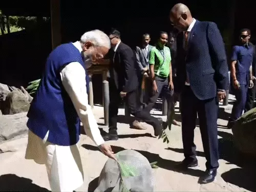 पीएम मोदी शनिवार दोपहर हिंद महासागर में स्थित देश सेशेल्स पहुंचे।