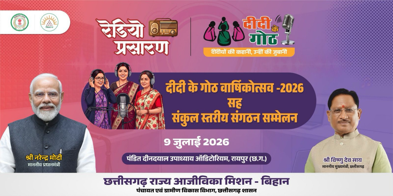  मुख्यमंत्री की गरिमामयी उपस्थिति में मनाया जाएगा  9 जुलाई को दीदी के गोठ का वार्षिकोत्सव