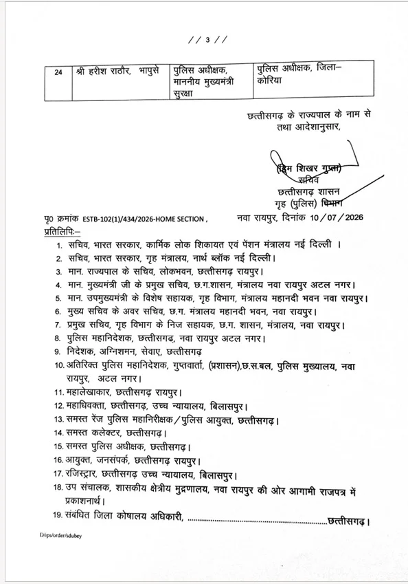 कई जिलों के एसपी बदले,पुलिस विभाग  में बड़ा फेरबदल