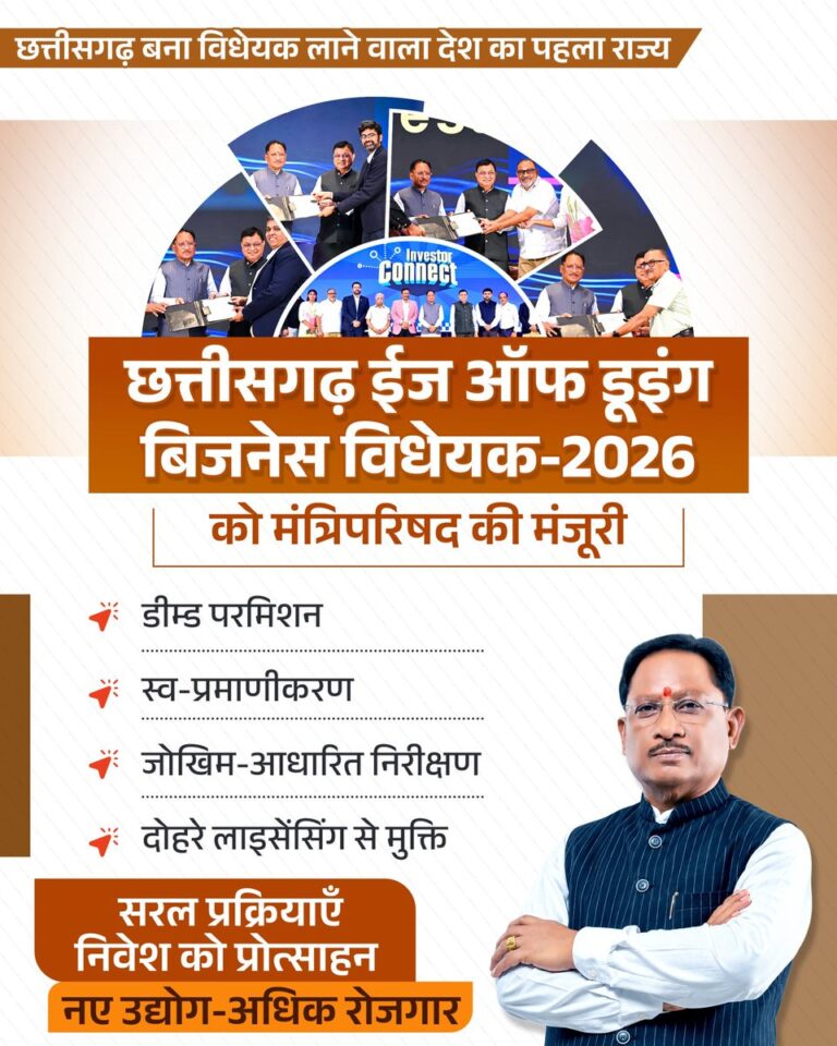 छत्तीसगढ़ विधानसभा से पारित हुआ ईज ऑफ डूइंग बिजनेस विधेयक-2026