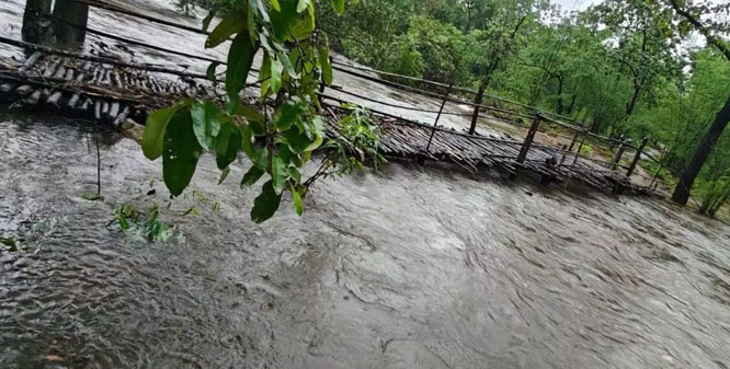 अबूझमाड़ के 14 गांवों में आईटीबीपी ने लकड़ी के अस्थायी फुट ब्रिज बनाकर दी राहत