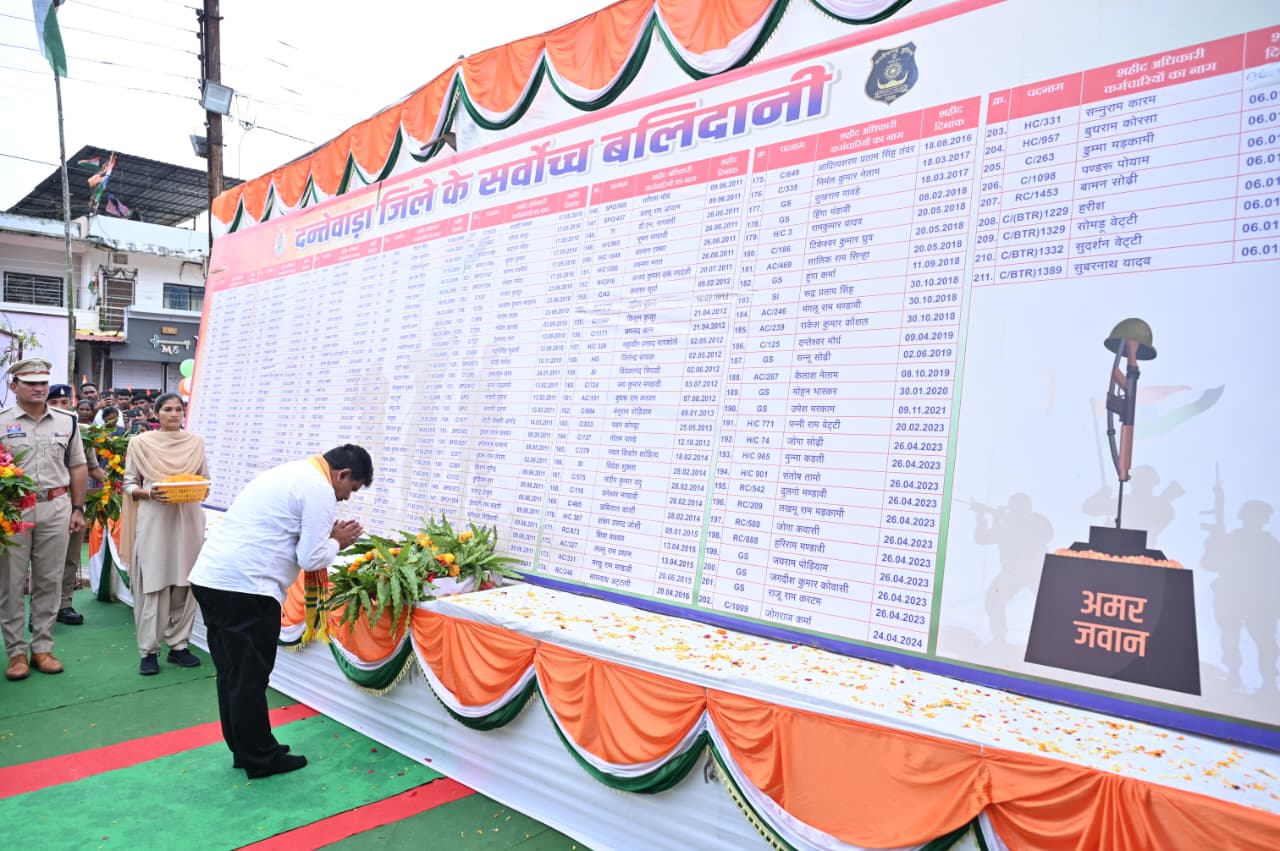 श्यामगिरी में शहीद पूर्व विधायक स्व. भीमा मंडावी को उप मुख्यमंत्री शर्मा और वन मंत्री कश्यप ने दी श्रद्धांजलि