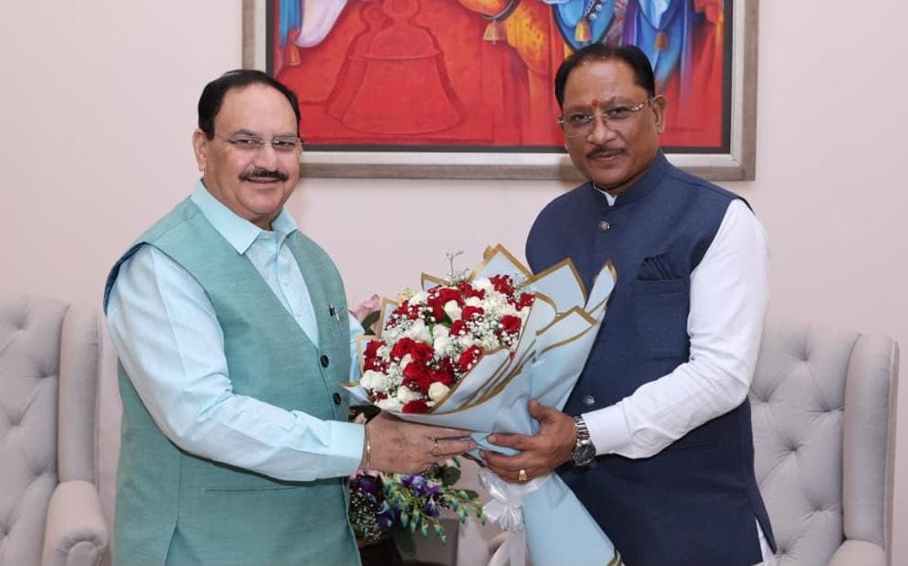 मुख्यमंत्री  विष्णु देव साय ने केंद्रीय स्वास्थ्य मंत्री जे.पी. नड्डा से की सौजन्य भेंट