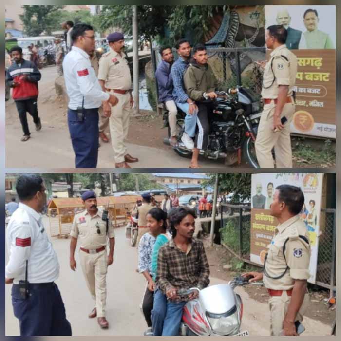 यातायात पुलिस ने 180 से अधिक वाहनों पर की चालानी कार्रवाई