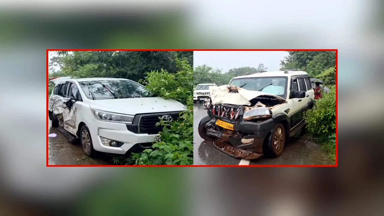 वन मंत्री  के काफिले का एक्सीडेंट,4 जवान घायल
