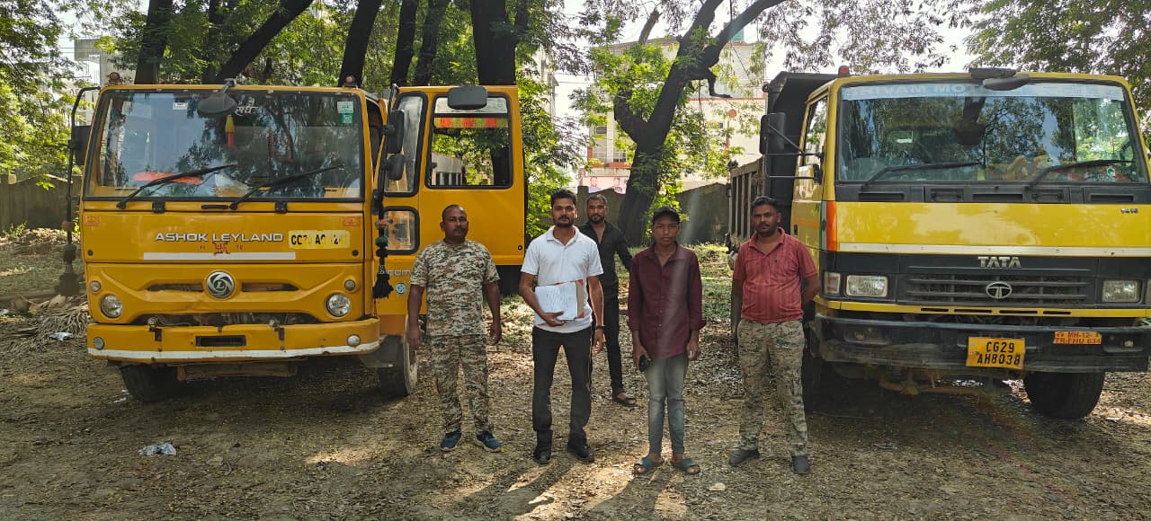अवैध खनिज परिवहन पर खनि अमले की कार्रवाई, चार टीपर वाहन जब्त