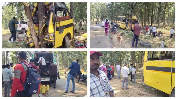पेड़ से टकराई अनियंत्रित यात्री बस, 6 लोगों की मौत और 30 से ज्यादा घायल